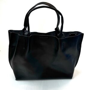 Co-Lab Elegant Black Leather Tote Bag with shoulder strap